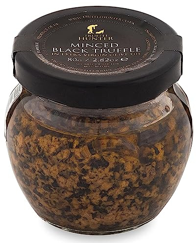 TruffleHunter - Truffe Noire Hachée - Truffes Conservées dans de l'Huile d'Olive Extra Vierge - 80g