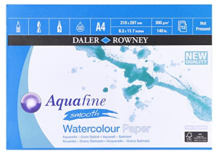 Daler Rowney Aquafine - Bloc aquarelle 12 feuilles A4 - 300g/m² - grain satiné