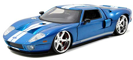 Jada Toys Fast & Furious 2005 Ford GT, Spielzeugauto aus Die-cast, Auto, öffnende Türen, Kofferraum & Motorhaube, Maßstab 1:24, blau