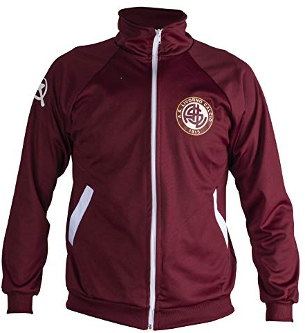 JL Sport Chaqueta con Capucha y Cremallera FC Livorno Football Retro Track Hombre Top Deportivo