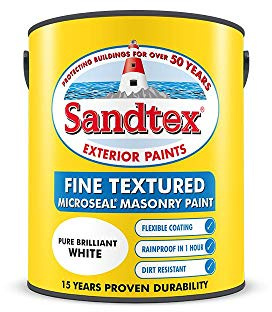 Sandtex Fine Textured Masonry Paint Matt - Brilliant White - 10L