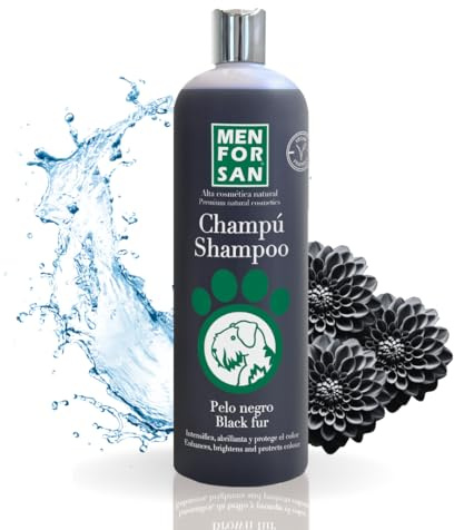 Menforsan Shampoo per Cani dal Manto Nero, 1L, Intensifica il Colore Naturale