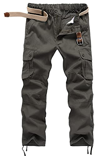 KTWOLEN Pantalon Cargo Homme Multi Poches Pantalons de Randonnée Taille Elastique Homme Coton Pantalon Tactique Pantalons de Travail, Armée Verte, L