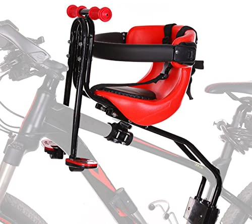 MSFE Vorne Montierter Kinderfahrradsitz,kinderfahrradsitz vorne bis 50kg,sicherer Kinderfahrradsitz mit Sicherheitsgurt,Rückenlehne,Fußpedale,Handlauf,für Kinder im Alter von 8 Monaten bis 4 Jahren