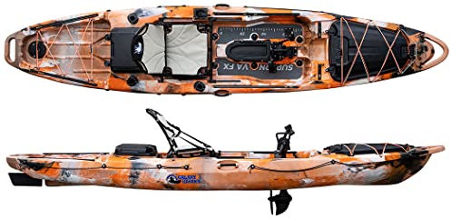 Galaxy Kayaks Supernova FX Sit on Top Angelkajak mit Pedalantrieb Steuerung Sitz, Galaxy Kayaks:(OC) Orange Camo