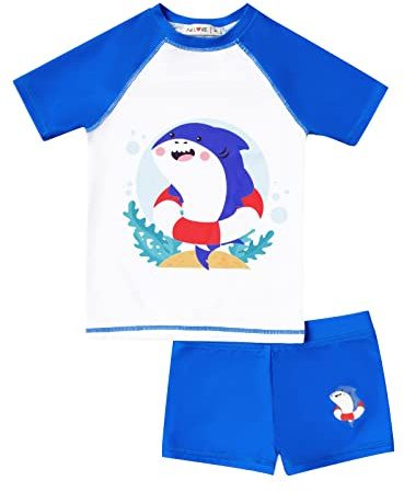 weVSwe Niños Traje de baño Manga Corta Protección Solar Traje de baño de Dos Piezas Baúles y Rashguard Niños Top Short Swimwear Set 10 años