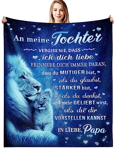 G-dake Tochter Geschenke von Papa, Kuscheldecke für Meine Tochter Geschenk Vater an Tochter Decke mit Spruch Geschenkideen für Geburtstag Weihnachten Geburtstagsgeschenk, 130x150cm