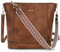 Chase Chic Umhängetasche Damen, PU Leder Handtasche Crossbody Bag Schultertasche,Hobo Tasche Kleine mit 2 verstellbarem Riemen für Alltag Büro Einkauf Braun