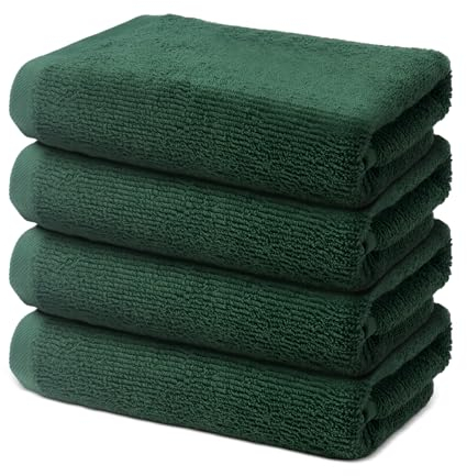4 er Set Handtücher 50x100 cm | Frottee Weich & Flauschig | 100% Baumwolle | Frottier Handtuch Duschtuch Badetuch Badehandtuch | Oeko-Tex | 500g/m² | Ôhm | Grün