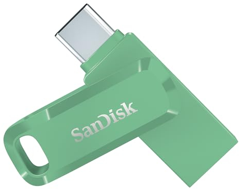 SanDisk Ultra Dual Drive Go USB Type-C 128 GB (Android Smartphone Speicher, USB Type-C-Anschluss, 400 MB/s Lesegeschwindigkeit, Nutzung als Schlüsselanhänger möglich) Absinth Grün