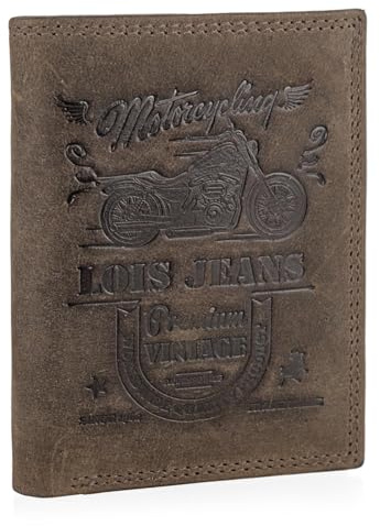 Lois - Cartera de Piel para Hombre - Cartera Hombre Piel con Monedero Interior y Tarjetero, diseño Slim, Cuero auténtico, Regalo Elegante. Proteccion RFID, Marron