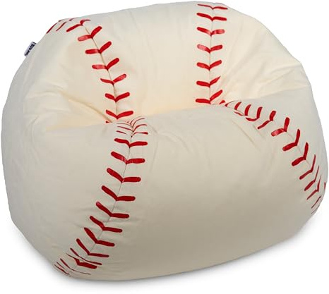 Big Joe Sports Ball Bean Bag Chair for Kids, Baseball Plush, Ultra-Soft Lightweight Polyester Blend, 2.5 Foot Refillable