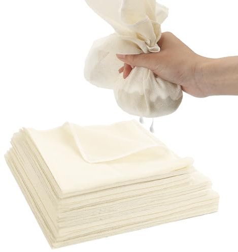 13 Stück Passiertuch Wiederverwendbar, 5 Käsetuch 50×50cm, 3 Cheesecloth 45×45cm, 5 Ungebleichtes Abseihtuch 40×40cm, Leinentuch aus Baumwolle mit Vernähten Ecken für Lebensmittelfiltration