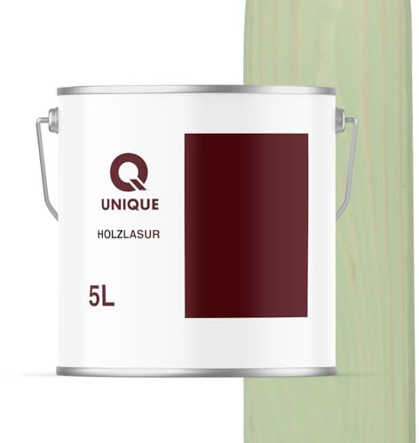 Q UNIQUE Holzlasur Seidenmatt 5L | Farbton: Olivgrün | Holzschutz für außen & innen | UV-beständig & wetterfest | Für Zäune, Gartenmöbel, Terrassen, Fassaden