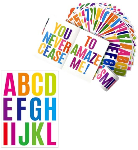 318 Pcs Adesivi con Lettere 24 Fogli di Adesivi Lettere Alfabeto Grandi 2 Inch Colorate Autoadesive in Vinile per Auto Cassetta Postale Porta