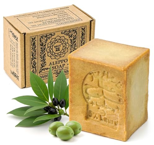 MUT22 Jabón de Alepo 95% Oliva y 5% Laurel - Para Piel Sensible y Seca - Limpieza Suave y Nutritiva con Ingredientes Naturales y Artesanales