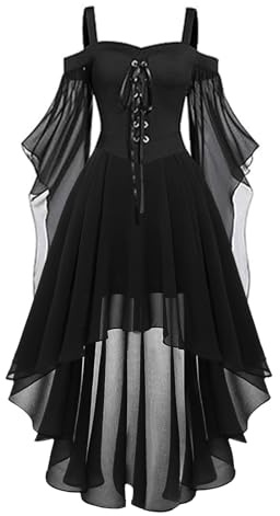 Costume da halloween da donna gotico abito corto medievale vita legata costume da strega vampiro rinascimentale maniche a tromba corsetto adulto carnevale steampunk barocco abito da cocktail abito da