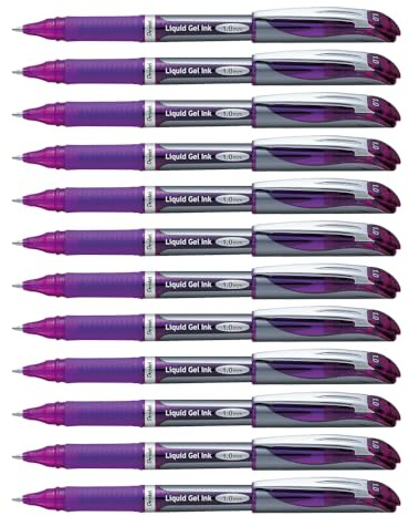 Pentel Energel Refillable Rollerball Pens Medium Point - Purple (Set of 12)