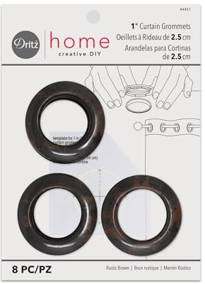 Dritz 1-Inch Inner Diameter Curtain Grommets, Pack of 8, Rustic Brown