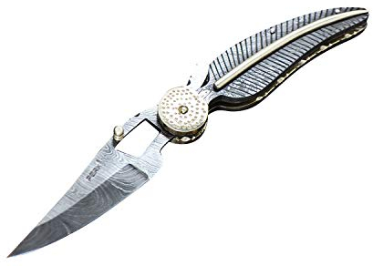 Couteau pliable en acier damas fabriqué à la main