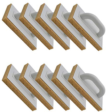 10er Set DEWEPRO® Schwammbrett - Fliesenschwamm mit 30mm gerasterte Schwammauflage - 280x140mm Waschbrett - Schwammscheibe Fliesenwaschbrett zur Reinigung frisch verlegter Fliesen