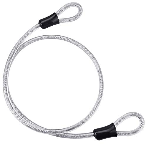 TANCUDER Drahtseil Doppelschleife Stahlseil Diebstahlsicherung Edelstahl Sicherheitskabel Schlaufenkabel Flexible Schlaufenseil für Fahrräder, Motorräder, Glastüren und verschiedene Großgeräte (120cm)