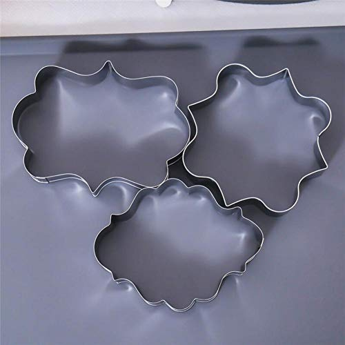 Lankater La Placca Cookie Cutter Set, 3pcs Quadrato, Ovale, Rettangolo, Fondente Taglierine Acciaio Inossidabile della Torta del Fondente Biscotto Taglierine per Feste O Matrimonio