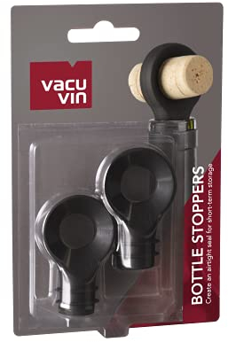 Vacu Vin Bottle Stopper Set of 2 Black, 5x1x1 cm