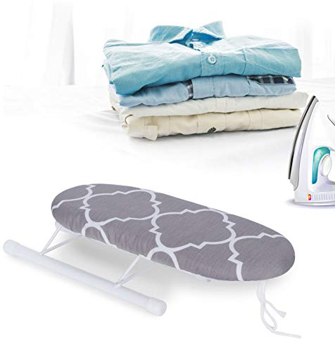 Mini-Bügelbrett Tisch-Bügelbretter Faltbares Kleines Arbeitsplatten-Bügelbrett Ärmelmanschetten Kragen Bügeltisch für Den Heimreisegebrauch, 26 x 11 x 8 cm(Klassisches Gitter)