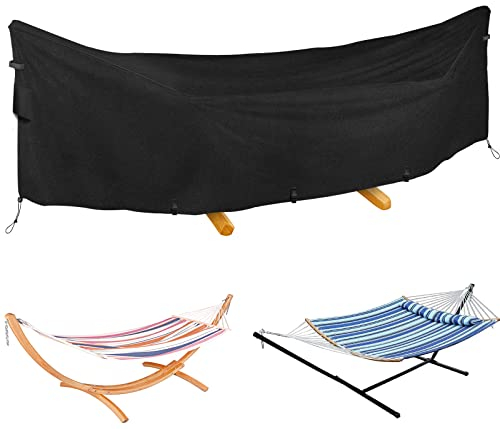 Hängematte Abdeckung Abdeckplane, 420D Oxford Stabhängematte Abdeckplane Wasserdicht, für Stabhängematte mit Ständer und Gestelle Outdoor, Winddicht, Winterfest, UV-Beständiges L - 340 x 17 X 86 cm