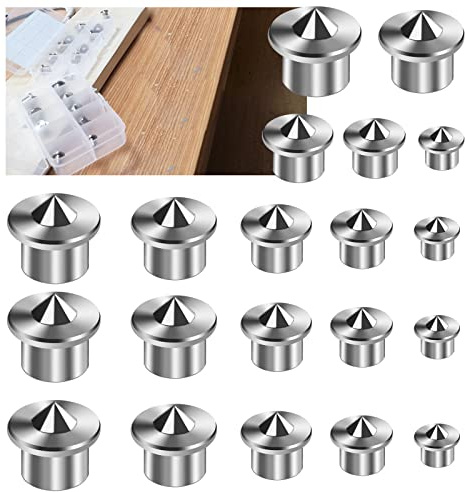 20PCS Stainless Steel Dowel Pin Centers Drilling Hole Tool Set with Sharp Point for Woodworking Tools, Solid Dowel and Tenon Center Transfer Plugs (5 Sizes of 1/4 3/8 5/16 7/16 1/2) by MinliGUY