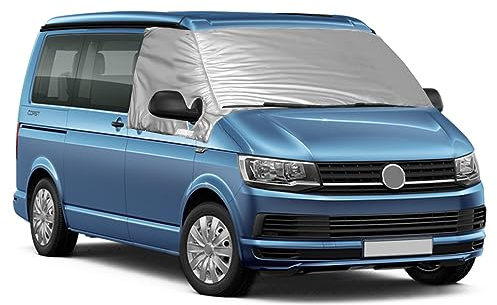Soekodu Cubierta del Parabrisas Compatible con VW T4, Parasol de Ventana Delantera, 100% Opaco, Bloquea Los Rayos UV, Protector de Parabrisas Delantera Resistente Intemperie
