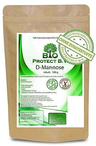 D-Mannose Premium Pulver 100 Gramm Bio Protect ohne Zusatzstoffe, vegan, rein und hochdosiert Laborgetestet Natürlich, Vegan, GMO-frei aus pflanzlicher Fermentation