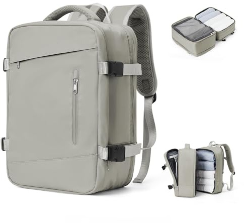 SZLX Zaino Ryanair 40x20x25 Bagaglio a Mano Donna Zaino da Viaggio Borse da Cabina per Easyjet Zaino per Computer Portatile Impermeabile Borsa da Viaggio Uomo Travel Backpack Grigio Marrone