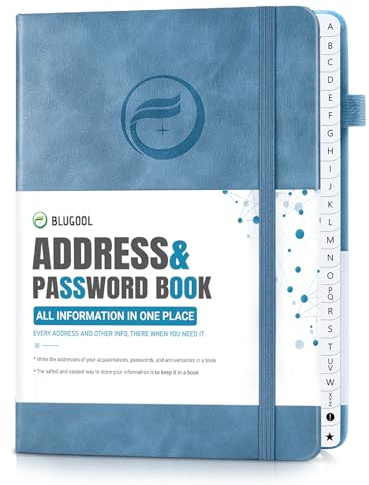 Address Book with Alphabetical Tabs, Hardcover Password Keeper 7x10