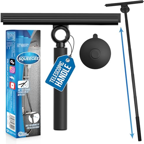 Telescopic Shower Squeegee - 97cm Extendable - Squeegee with Rubber Lip - Shower & Bathroom Glass Cleaner