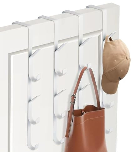 Türgarderobe, 4 Stück x 5 Haken, Edelstahl Türhakenleiste zum Einhängen universell vertikaler Türhaken, Handtuchhalter über der Tür, Edelstahl für Kleidung, Handtücher, Bademäntel, platzsparend