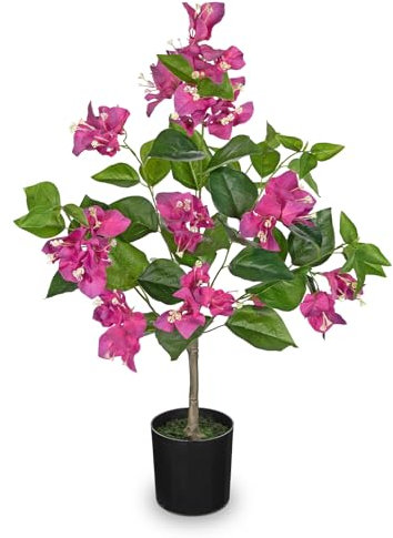 Arborus 65cm Tall Fake Bougainvillea Plant in Black Pot 25.5 Large Hot Pink Artificial Plants with Flowers Decorative Artificial Blossom Trees for Indoor Home Office Garden Spring Decoration