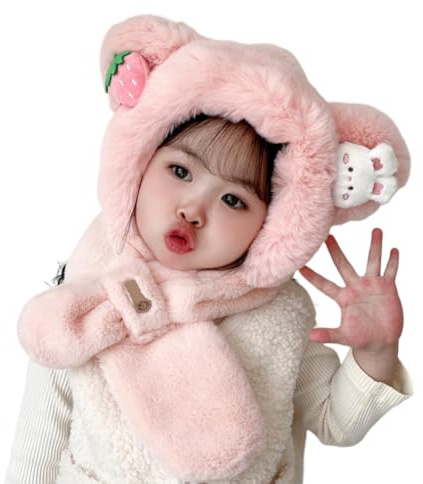 JAWSEU Baby Girl Boy Balaclava Hat Neck Warmer Baby Hat and Scarf Warm Thick Cute 2 in 1 Baby Neck Warmer Hat Scarf Kids Winter Warm Winter Hat for Children Ski Snowboard