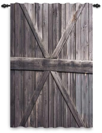 ggaimwf Cortina rústica de Madera para Ventana Puerta de Granero Madera Cortina Decoración De Granja Sala de Estar Dormitorio Temática campestre Vaquero Cortina divisoria Interior 107x215cm, 1 Panel