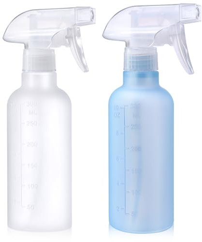 VEXPLO Plastic Spray Bottles Small Spray Bottles for Hair Cleaning Plants Pet, Mist/Stream Adjustable, BPA-free Water Mist Spray Bottle 300ml, 2 Pack