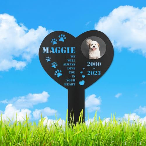 KGYMOT Piquet commémoratif personnalisé pour animal de compagnie avec photo, marqueur funéraire personnalisé pour animal de compagnie, piquet commémoratif pour le jardin, plaque commémorative pour