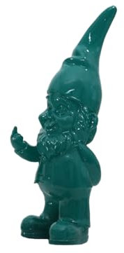 meindekoartikel Mittelfinger Zwerg - Gartenzwerg zeigt Stinkefinger Nachbars liebling Deko-Figur - Höhe 17,5 cm (Türkis)