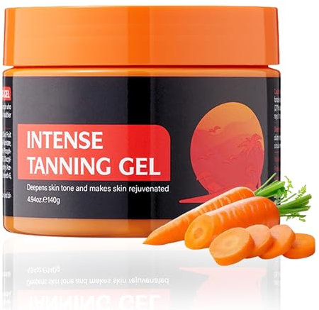 Intensive Tanning Gel – Shine Brown – Crema solare con olio di carota e vitamina E, acceleratore di abbronzatura naturale per viso e corpo, resistente all'acqua, 140 g