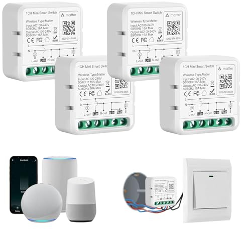 Matter Interruttore Intelligente, Interruttore Smart Switch, Interruttori smart Luci Rele Module Controllo Remoto via matter/smart life/Tuya per Domestica Intelligente