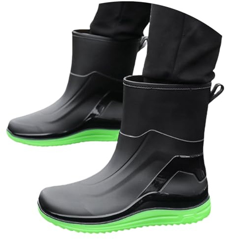Richymfa Stivali in Gomma Uomo Eleganti Antivento Stivaletti Walking Antiscivolo Leggere Scarpe da Pesca Casual Rain Boots Trekking Resistenti Scarpe Antinfortunistiche Uomo Pioggia Corti