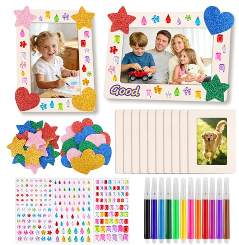 Koxtyzo Cadres Photo en Bois 10 Pièces, Bricolage Cadres Photos pour Enfant, Kits de Cadres Photo Vierge en Bois, pour Cadres Photo DIY, Projets de Peinture, 19x14cm