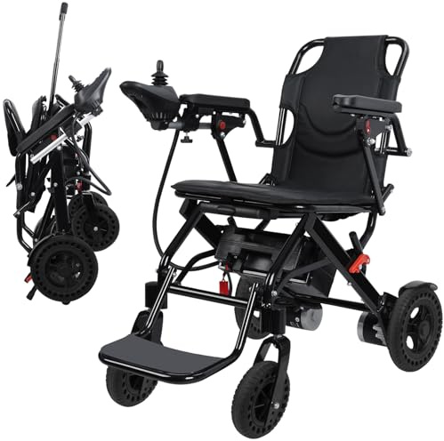 ilkqeppe Electric Wheelchair for Adults, Lightweight Folding Electric Wheelchairs, 500W Motorized Wheelchair with 12.5-Mile Range, Portable Mobility Wheel Chair for Travel & Daily