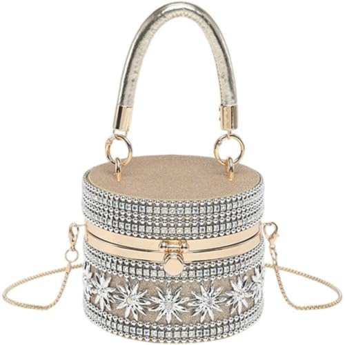 Vobumix Strass aftonväska kvinnor glittrande buncketväska bling cylindrisk handväska elegant kedjelåda för bröllopsfest