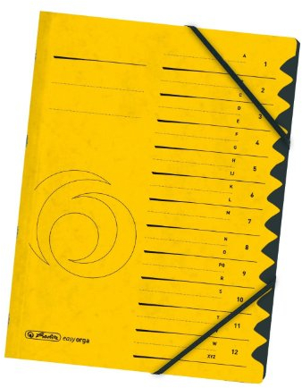 herlitz Ordnungsmappe Quality, A4, gelb, 12 Register, Eckspanner Gummizug, 1 Stück